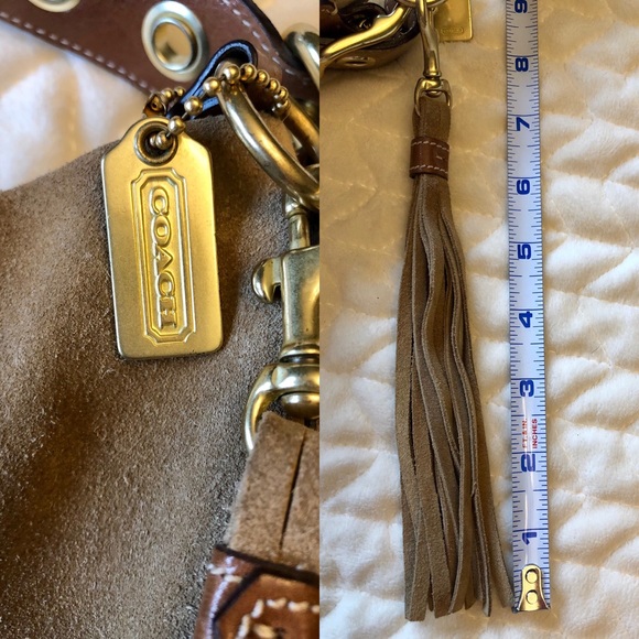 ‼️COACH‼️🌟suede hobo shoulder bag w/fringe detail - Picture 6 of 8